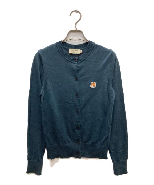 maison kitsune（メゾンキツネ）MAISON KITSUNE (メゾンキツネ) ワッペン付きカーディガン グリーン サイズ:Sの古着・服飾アイテム