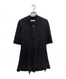 Aveniretoile（アベニールエトワール）の古着「ボウタイパールペプラムニットプルオーバー」｜ブラック