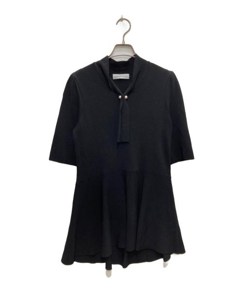 Aveniretoile（アベニールエトワール）Aveniretoile (アベニールエトワール) ボウタイパールペプラムニットプルオーバー ブラック サイズ:38の古着・服飾アイテム