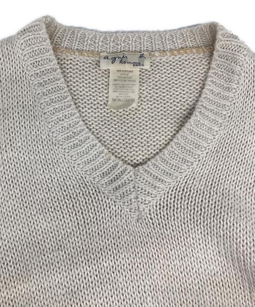 agnes b homme（アニエスベーオム）agnes b homme (アニエスベーオム) Vネックニット ホワイト サイズ:T1の古着・服飾アイテム