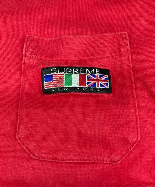 SUPREME（シュプリーム）SUPREME (シュプリーム) Flags L/S Pocket Tee/フラッグス　Ｌ/Ｓ　ポケット　ティ- レッド サイズ:Ｍの古着・服飾アイテム