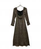 FRAY IDフレイ アイディー）の古着「クレープサテンプリントワンピース」｜グリーン×ブラック