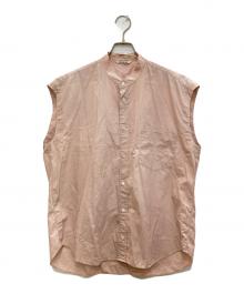 AURALEE（オーラリー）の古着「WASHED FINX TWILL SLEEVELESS SHIRTS/ウォッシュドフィンクスツイル　スリーブレスシャツ」｜ピンク