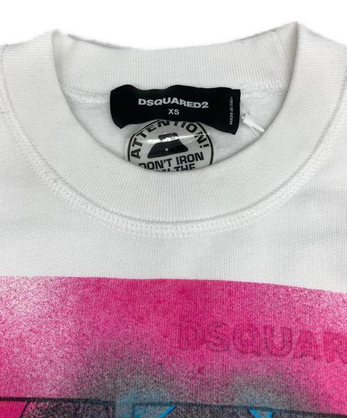 DSQUARED2（ディースクエアード）DSQUARED2 (ディースクエアード) プリントスウェット ホワイト サイズ:ＸＳの古着・服飾アイテム