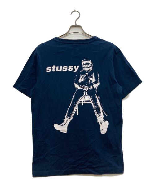 stussy（ステューシー）stussy (ステューシー) Champion (チャンピオン) プリントTシャツ ネイビー サイズ:Ｌの古着・服飾アイテム