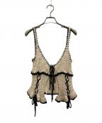 MAISON SPECIALメゾンスペシャル）の古着「Wide Rib Lace Up Bustier/ワイドリブレースアップビスチェ」｜アイボリー×ブラック