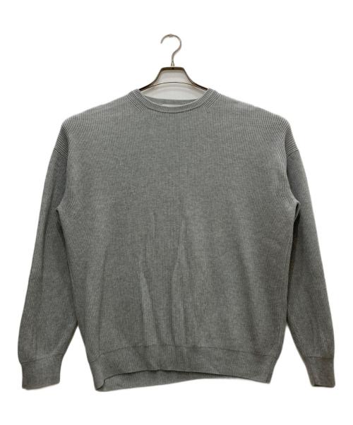 Graphpaper（グラフペーパー）Graphpaper (グラフペーパー) HIGH DENSITY COTTON KNIT CREW/ハイ　デンシティ　コットン　ニット　クルー グレー サイズ:1の古着・服飾アイテム