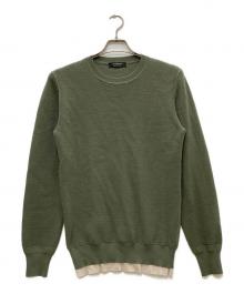 ERMENEGILDO ZEGNA（エルメネジルド・ゼニア）の古着「裾レイヤ-ドサーマルニット」｜オリーブ×ベージュ