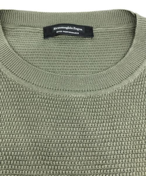 ERMENEGILDO ZEGNA（エルメネジルド・ゼニア）ERMENEGILDO ZEGNA (エルメネジルド・ゼニア) 裾レイヤ-ドサーマルニット オリーブ×ベージュ サイズ:46の古着・服飾アイテム