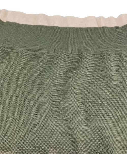 ERMENEGILDO ZEGNA（エルメネジルド・ゼニア）ERMENEGILDO ZEGNA (エルメネジルド・ゼニア) 裾レイヤ-ドサーマルニット オリーブ×ベージュ サイズ:46の古着・服飾アイテム