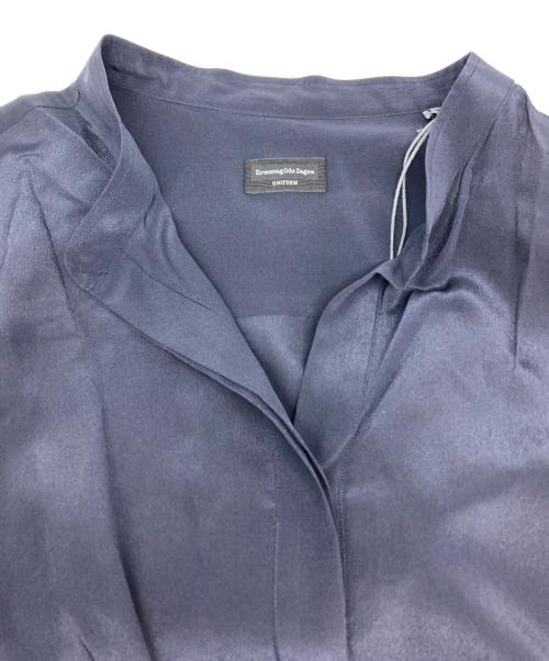 ERMENEGILDO ZEGNA（エルメネジルド・ゼニア）ERMENEGILDO ZEGNA (エルメネジルド・ゼニア) スキッパーシルクシャツ ネイビー サイズ:44の古着・服飾アイテム
