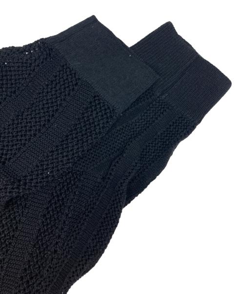 YOKE（ヨーク）YOKE (ヨーク) COTTON MESH STRIPE CREWNECK SWEATER/コットン メッシュ ストライプ クルーネック セーター ブラック サイズ:2の古着・服飾アイテム