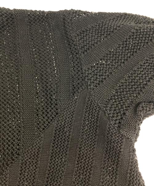 YOKE（ヨーク）YOKE (ヨーク) COTTON MESH STRIPE CREWNECK SWEATER/コットン メッシュ ストライプ クルーネック セーター ブラック サイズ:2の古着・服飾アイテム