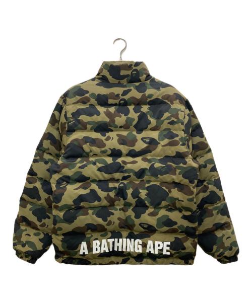 A BATHING APE（ア ベイシング エイプ）A BATHING APE (ア ベイシング エイプ) サルカモ柄 ジップダウンジャケット カーキ サイズ:XLの古着・服飾アイテム