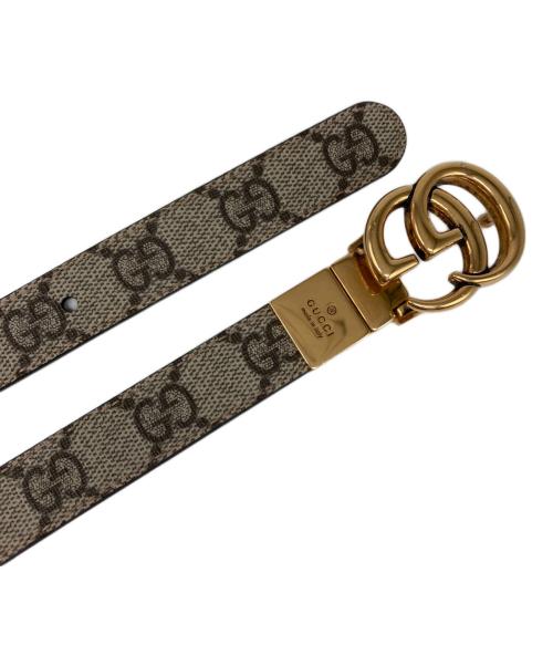 GUCCI（グッチ）GUCCI (グッチ) リバーシブル スリムベルト ブラウンの古着・服飾アイテム