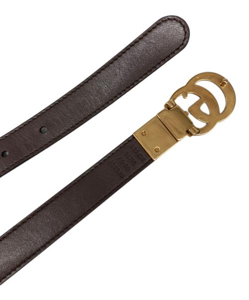 GUCCI（グッチ）GUCCI (グッチ) リバーシブル スリムベルト ブラウンの古着・服飾アイテム