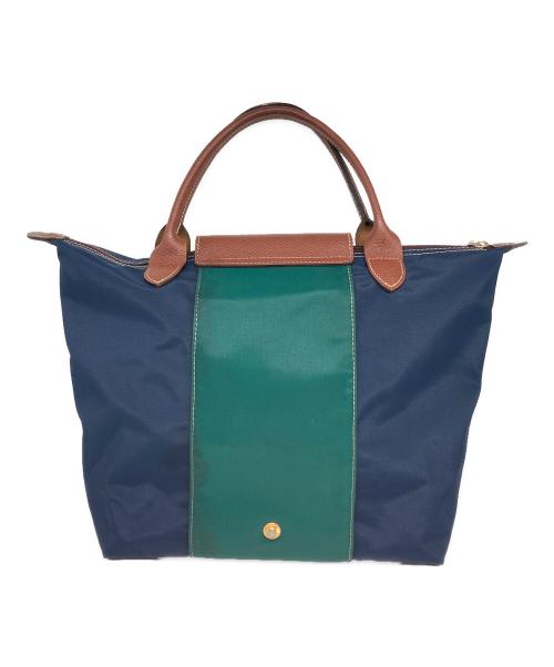 LONGCHAMP（ロンシャン）LONGCHAMP (ロンシャン) ハンドバッグ ネイビー×グリーンの古着・服飾アイテム