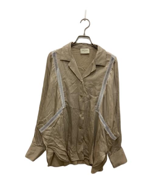 UNITED ARROWS TOKYO（ユナイテッドアローズトウキョウ）UNITED ARROWS TOKYO (ユナイテッドアローズトウキョウ) サテン オープンカラー シャツブラウス ベージュ サイズ:Freeの古着・服飾アイテム