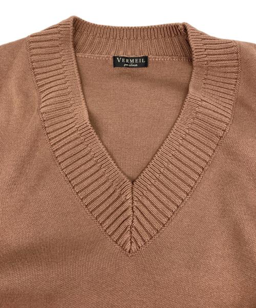 VERMEIL par iena（ヴェルメイユ パー イエナ）VERMEIL par iena (ヴェルメイユ パー イエナ) ダブルニットtuck プルオーバー ベージュ サイズ:Freeの古着・服飾アイテム