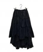 CASA FLINEカーサフライン）の古着「コットンティアードスカート」｜ブラック