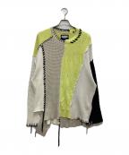 MAISON SPECIALメゾンスペシャル）の古着「鬼ワッフルクレイジーパッチワークエンブロイダリークルーネックニット」｜マルチカラー