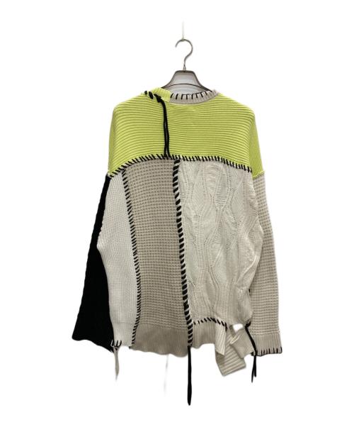 MAISON SPECIAL（メゾンスペシャル）MAISON SPECIAL (メゾンスペシャル) 鬼ワッフルクレイジーパッチワークエンブロイダリークルーネックニット マルチカラー サイズ:1の古着・服飾アイテム