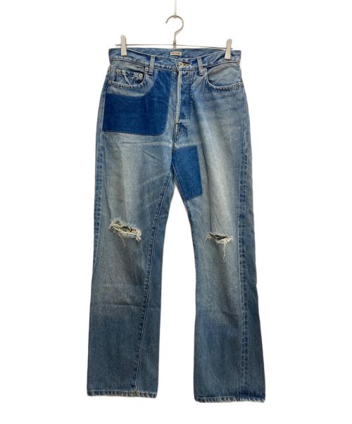 INSCRIRE（アンスクリア）INSCRIRE (アンスクリア) パッチワークダメージデニムパンツ インディゴ サイズ:36の古着・服飾アイテム