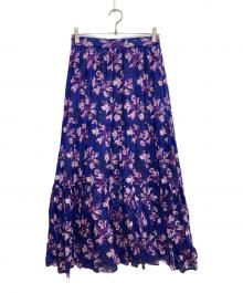 sara mallika（サラマリカ）の古着「GAUZE VOILE BIG FLOWER PRINT SKIRT」｜ブルー×パープル