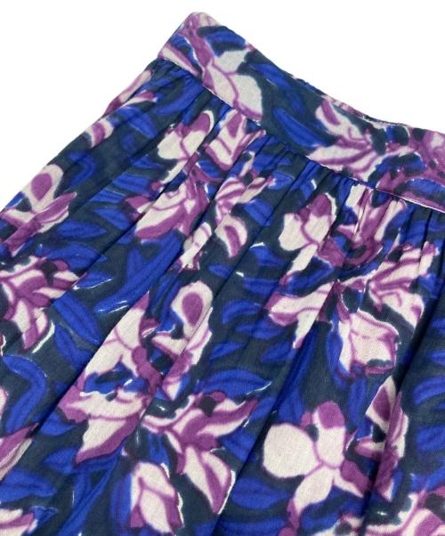 sara mallika（サラマリカ）sara mallika (サラマリカ) GAUZE VOILE BIG FLOWER PRINT SKIRT ブルー×パープル サイズ:Fの古着・服飾アイテム