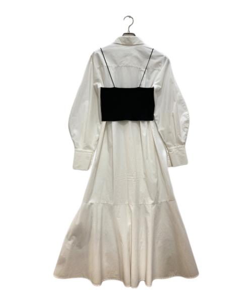 Adam et Rope（アダム エ ロペ）Adam et Rope (アダム エ ロペ) リブニットビスチェコンビシャツワンピース ホワイト×ブラック サイズ:freeの古着・服飾アイテム