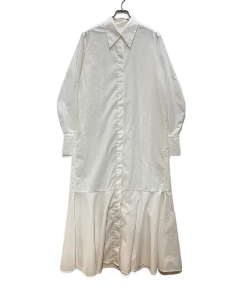 Adam et Rope（アダム エ ロペ）Adam et Rope (アダム エ ロペ) リブニットビスチェコンビシャツワンピース ホワイト×ブラック サイズ:freeの古着・服飾アイテム