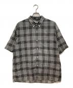STEVEN ALANスティーブンアラン）の古着「VOIL/CHECK BD LOOSE SHORT SLEEVE SHIRT/ボイルチェックBDルーズショートスリーブシャツ」｜グレー