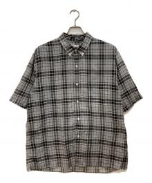 STEVEN ALAN（スティーブンアラン）の古着「VOIL/CHECK BD LOOSE SHORT SLEEVE SHIRT/ボイルチェックBDルーズショートスリーブシャツ」｜グレー