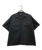 is-nessイズネス）の古着「SLIT SHORT SLEEVE SHIRT/スリッドショートスリーブシャツ」｜ブラック