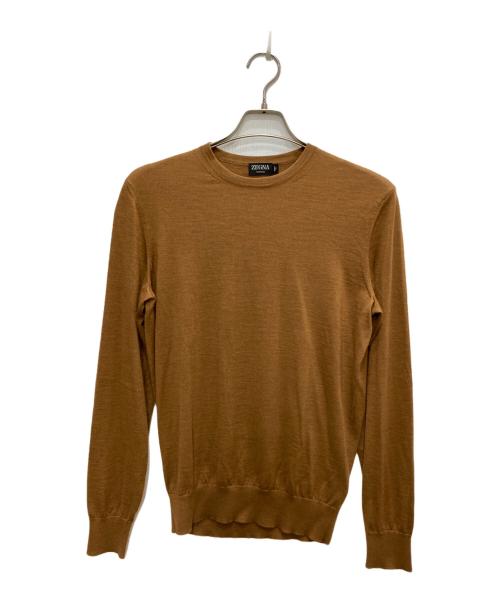 ERMENEGILDO ZEGNA（エルメネジルド・ゼニア）ERMENEGILDO ZEGNA (エルメネジルド・ゼニア) カシミヤブレンドクルーネックニット ブラウン サイズ:46の古着・服飾アイテム