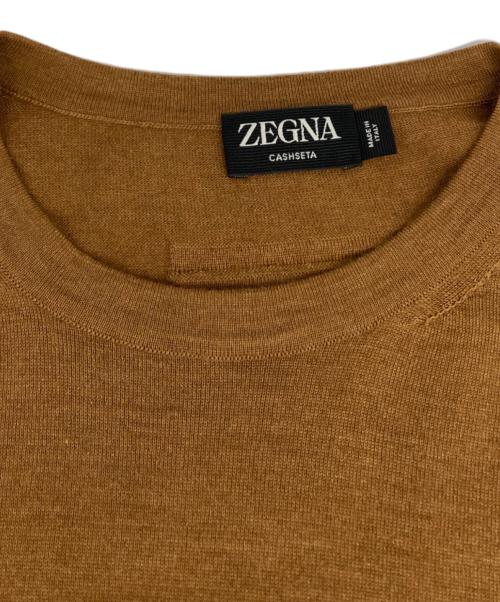 ERMENEGILDO ZEGNA（エルメネジルド・ゼニア）ERMENEGILDO ZEGNA (エルメネジルド・ゼニア) カシミヤブレンドクルーネックニット ブラウン サイズ:46の古着・服飾アイテム