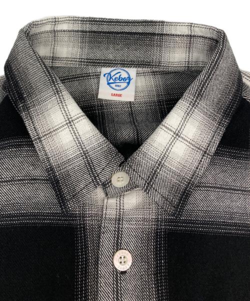 KEBOZ（ケボズ）KEBOZ (ケボズ) OMBRE CHECK SHIRT/オンブレチェックシャツ ブラック×ホワイト サイズ:Ｌの古着・服飾アイテム