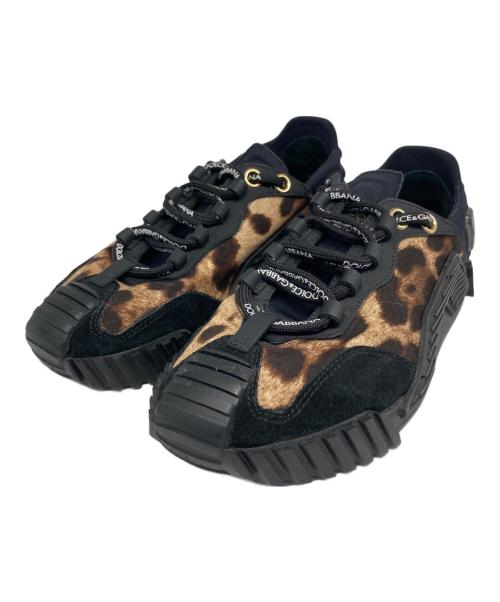 DOLCE & GABBANA（ドルチェ＆ガッバーナ）DOLCE & GABBANA (ドルチェ＆ガッバーナ) レオパード柄スニーカー ブラック×ベージュ サイズ:37の古着・服飾アイテム