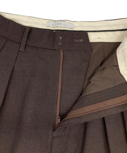 ETRE TOKYO（エトレトウキョウ）ETRE TOKYO (エトレトウキョウ) タックセミワイドパンツ ブラウン サイズ:Ｓの古着・服飾アイテム