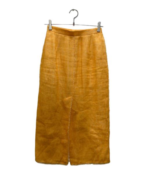 AURALEE（オーラリー）AURALEE (オーラリー) LINEN DOUBLE FACE FRINGE SKIRT/リネン ダブル フェイス フリンジ スカート オレンジの古着・服飾アイテム