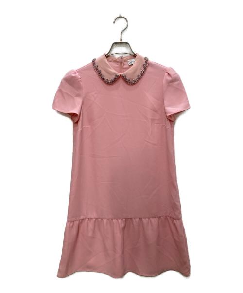 RED VALENTINO（レッドヴァレンティノ）RED VALENTINO (レッドヴァレンティノ) ビジュー襟ワンピース ピンク サイズ:40の古着・服飾アイテム
