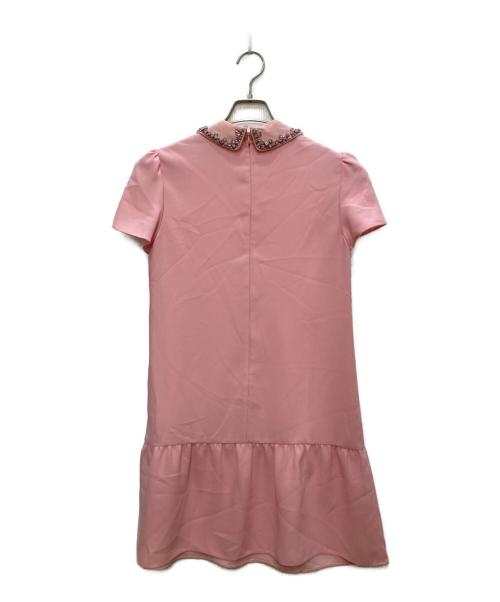 RED VALENTINO（レッドヴァレンティノ）RED VALENTINO (レッドヴァレンティノ) ビジュー襟ワンピース ピンク サイズ:40の古着・服飾アイテム