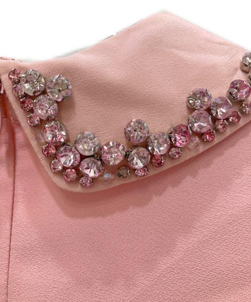 RED VALENTINO（レッドヴァレンティノ）RED VALENTINO (レッドヴァレンティノ) ビジュー襟ワンピース ピンク サイズ:40の古着・服飾アイテム