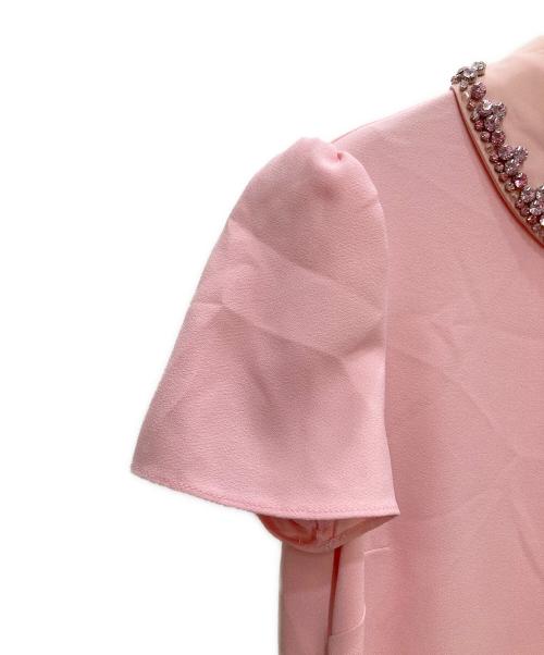 RED VALENTINO（レッドヴァレンティノ）RED VALENTINO (レッドヴァレンティノ) ビジュー襟ワンピース ピンク サイズ:40の古着・服飾アイテム