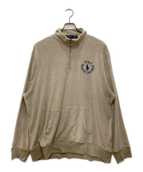 POLO RALPH LAUREN（ポロ・ラルフローレン）POLO RALPH LAUREN (ポロ・ラルフローレン) パイル地ハーフジップスウェット ベージュ サイズ:XXLの古着・服飾アイテム