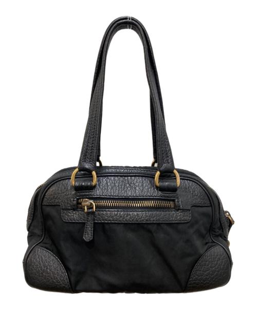 PRADA（プラダ）PRADA (プラダ) レザーナイロンボストンバッグ ブラックの古着・服飾アイテム