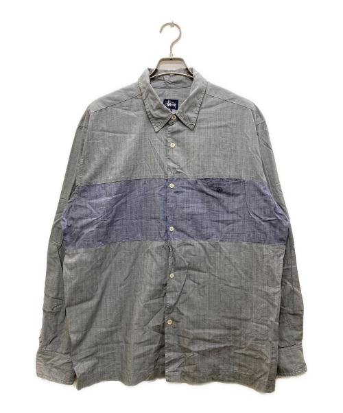 stussy（ステューシー）stussy (ステューシー) 90’S 長袖シャツ グレー×パープル サイズ:Lの古着・服飾アイテム