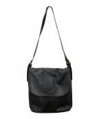 COACHコーチ）の古着「フラップレザーショルダーバッグ」｜ネイビー