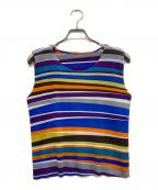 PLEATS PLEASEプリーツプリーズ）の古着「マルチボーダーブラウス」｜マルチカラー