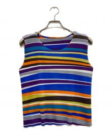 PLEATS PLEASE（プリーツプリーズ）の古着「マルチボーダーブラウス」｜マルチカラー